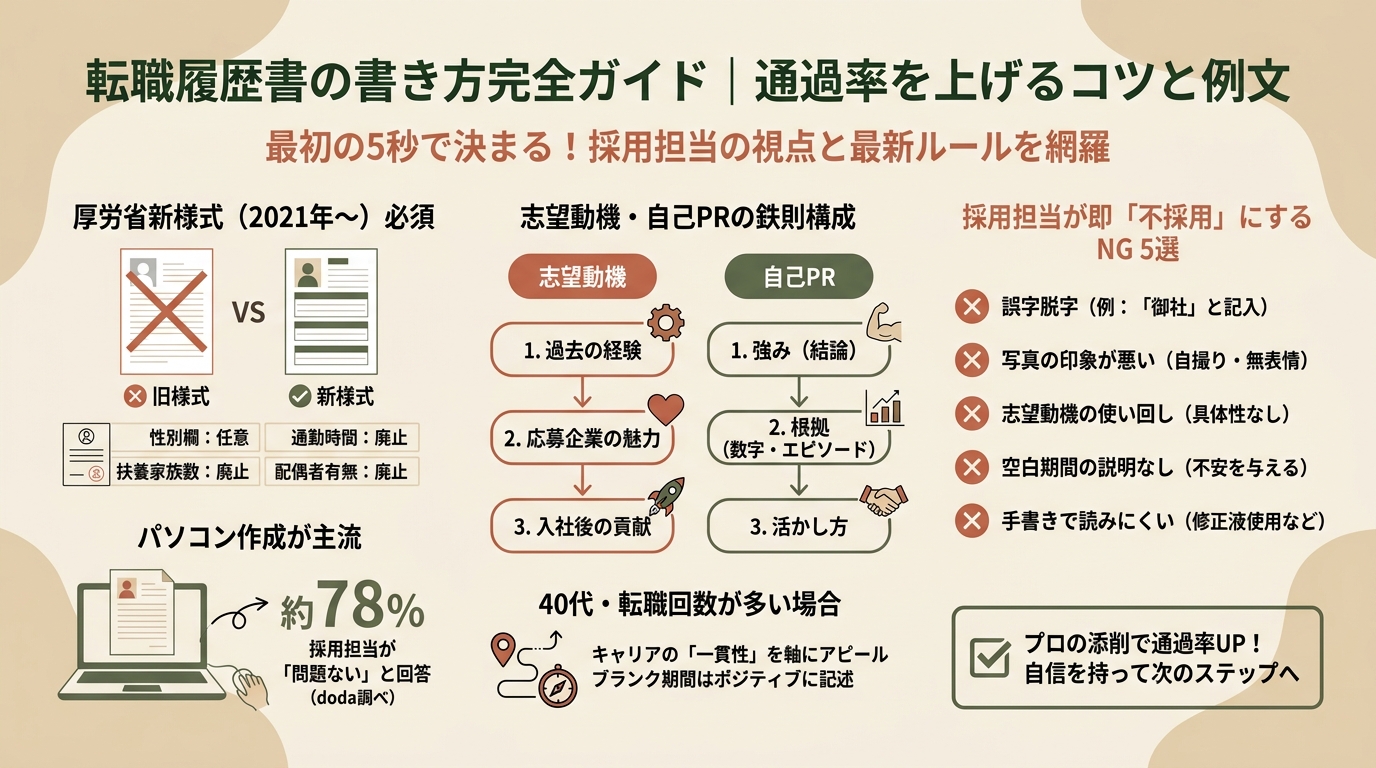 転職履歴書の書き方完全ガイド｜通過率を上げるコツと例文 アイキャッチ（PC用）