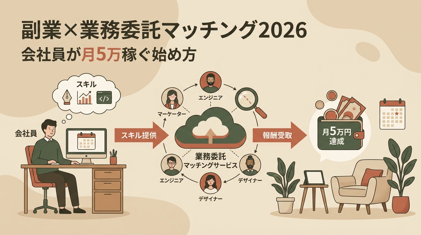 副業×業務委託マッチング2026｜会社員が月5万稼ぐ始め方 アイキャッチ（PC用）