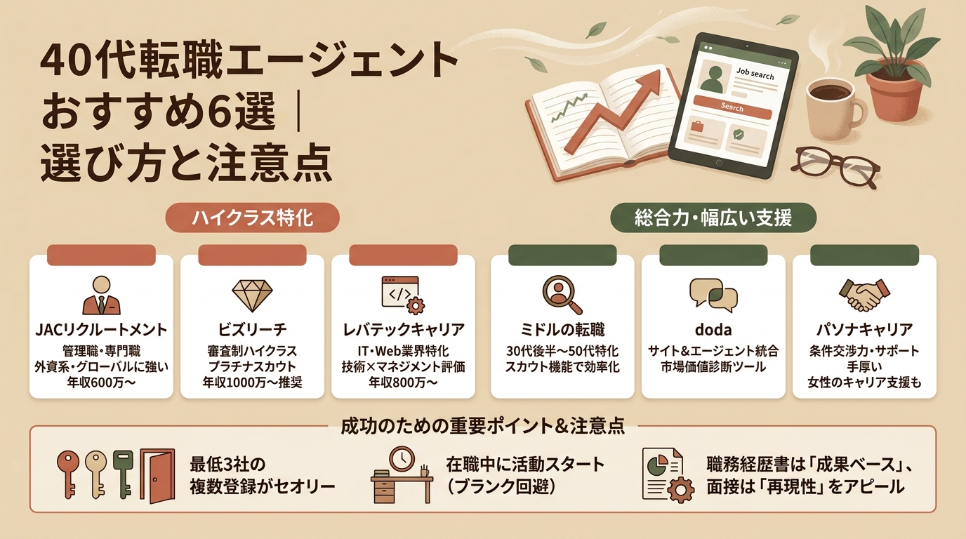 40代転職エージェントおすすめ6選｜選び方と注意点 アイキャッチ（PC用）
